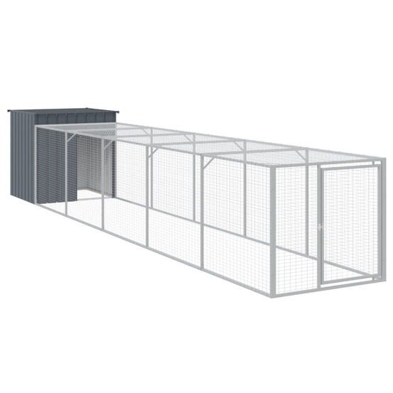 Poulailler enclos cage poules avec cour 110 x 609 x 110 cm acier galvanisé anthracite
