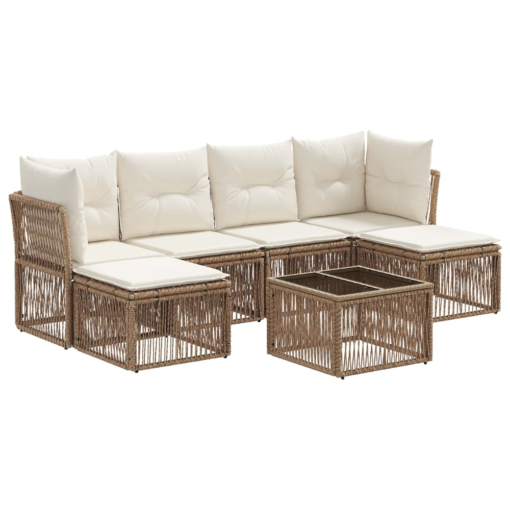 Ensemble de canapé de jardin 7 pcs beige polyrotin