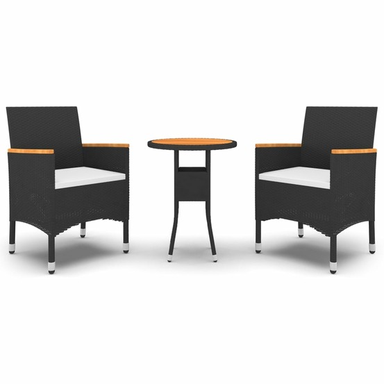 Ensemble à manger de jardin 3 pcs résine tressée noir