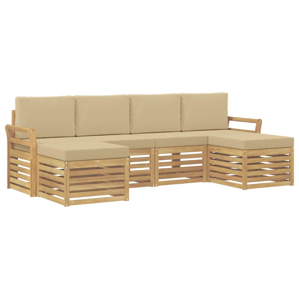 Ensemble de canapés d'extérieur 6 pc blanc et beige polyester