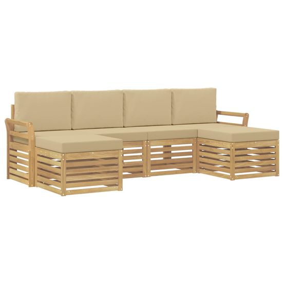 Ensemble de canapés d'extérieur 6 pc blanc et beige polyester