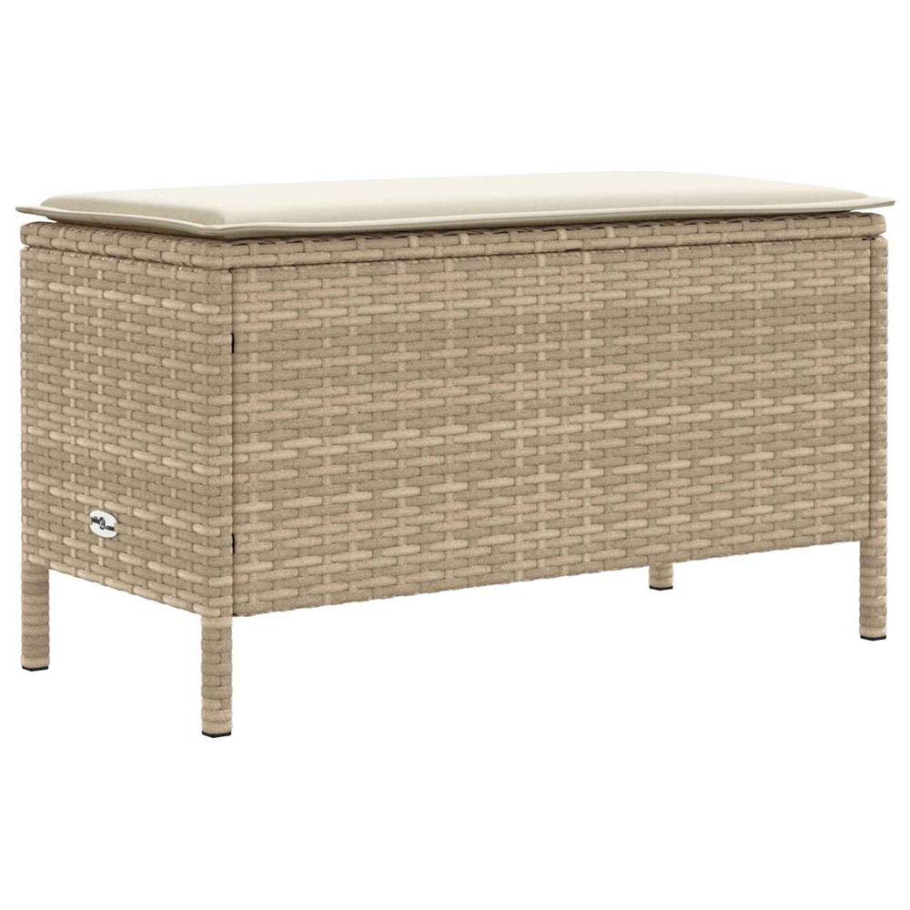 Pouf de jardin beige et crème 80 x 38 x 42 cm rotin pe
