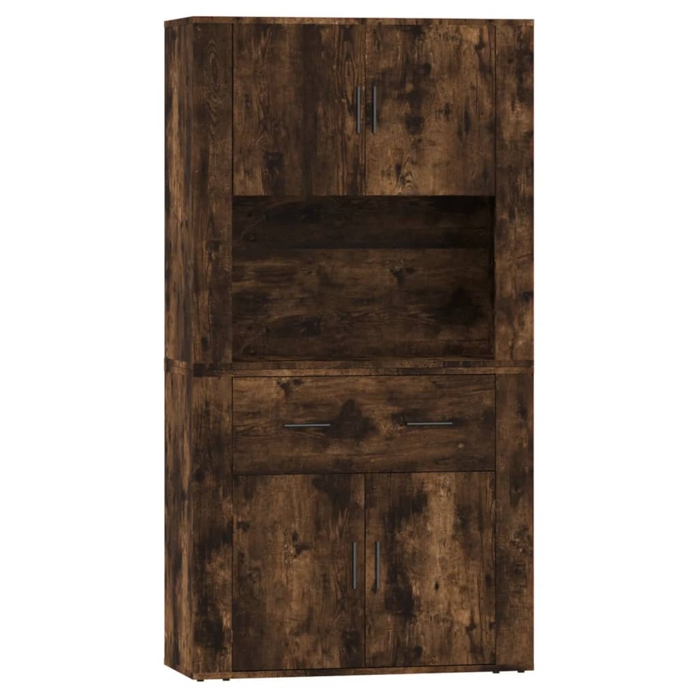 Buffet bahut commode armoire meuble de rangement organisateur cuisine salle de séjour salon haut bois d'ingénierie marron 02_
