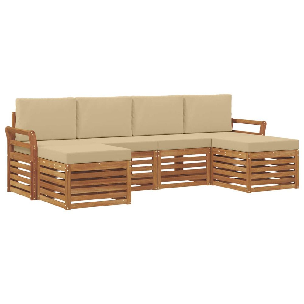 Ensemble de canapés d'extérieur 6 pc naturel et beige