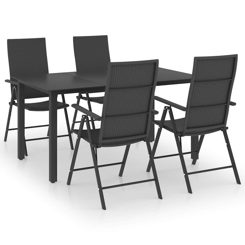 Ensemble à manger de jardin 5 pcs noir
