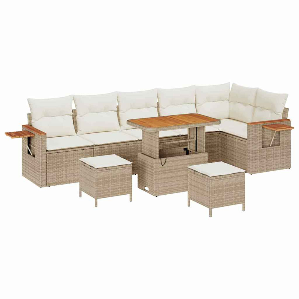 Ensemble de canapé de jardin avec coussin 9 pcs beige et crème