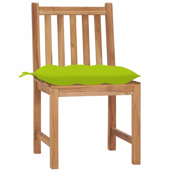 Chaises de jardin lot de 4 avec coussins bois de teck massif