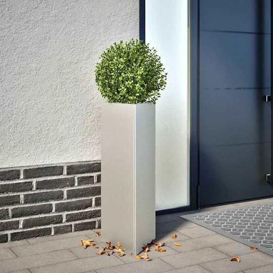Jardinière haute triangulaire acier inoxydable pour balcon 75 cm argent
