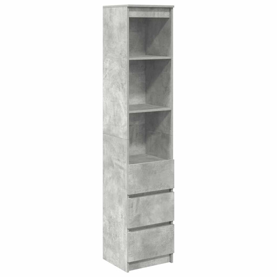 Buffet haut gris béton 37,5x35x180 cm bois d'ingénierie