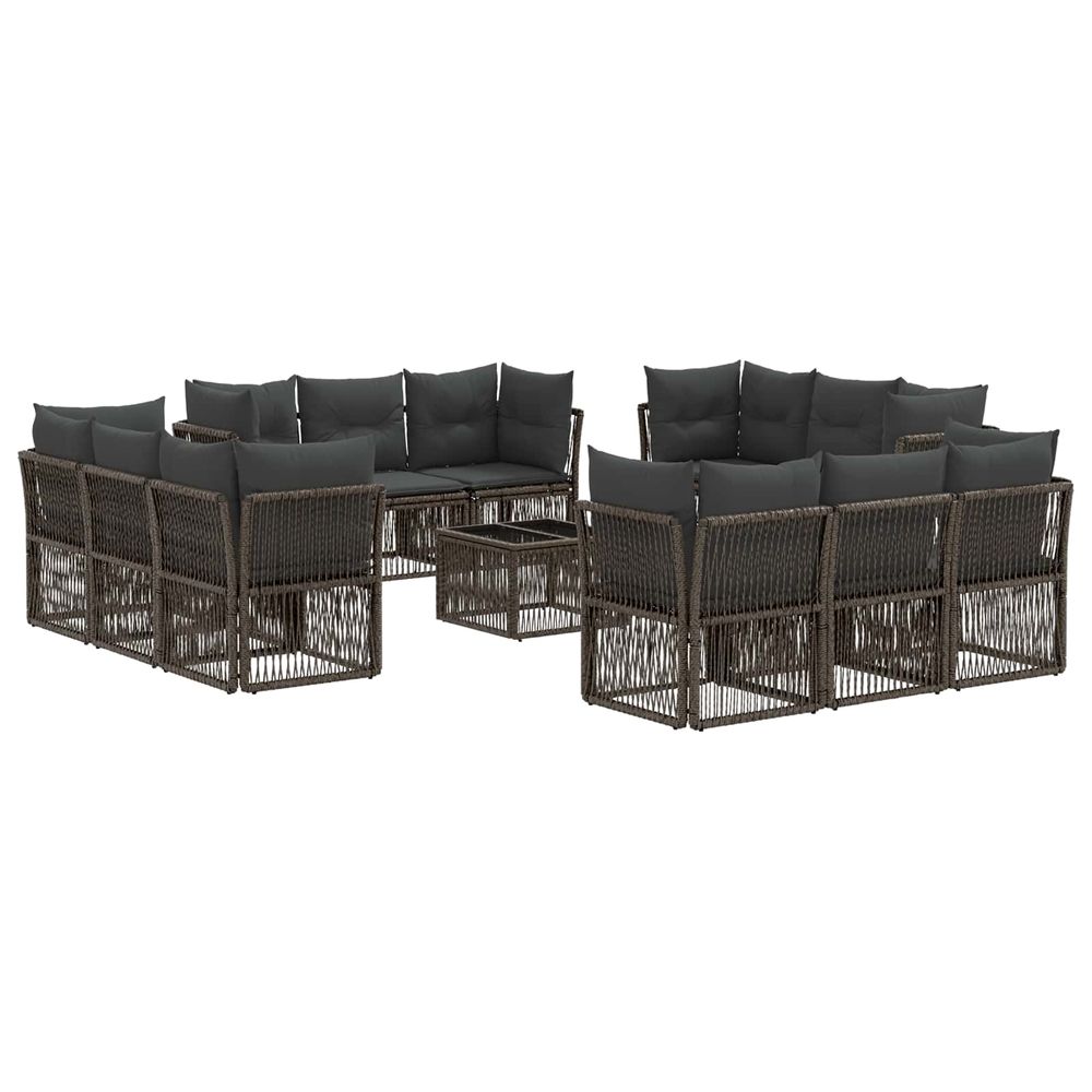 Ensemble de canapé de jardin 13 pc gris polyrotin