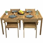 Ensemble table oria en bois d'acacia fsc 160 cm et 4 fauteuils de jardin
