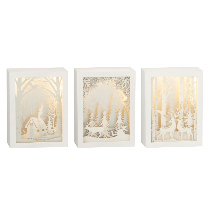 Set de 3 cadres illuminés de noël en plastique argent 18x9x23 cm