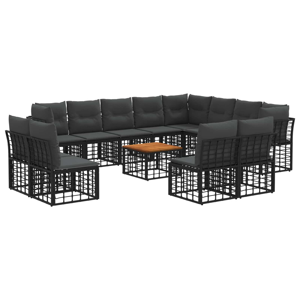 Ensemble de canapés d'extérieur 13 pcs noir et gris foncé