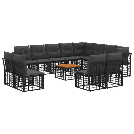 Ensemble de canapés d'extérieur 13 pcs noir et gris foncé