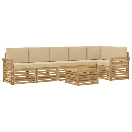 Ensemble de canapés d'extérieur 7 pc blanc et beige polyester
