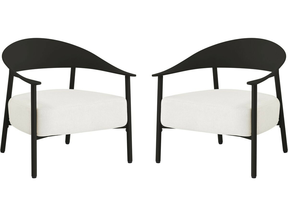 Lot de 2 fauteuils de jardin en plastique et en métal 