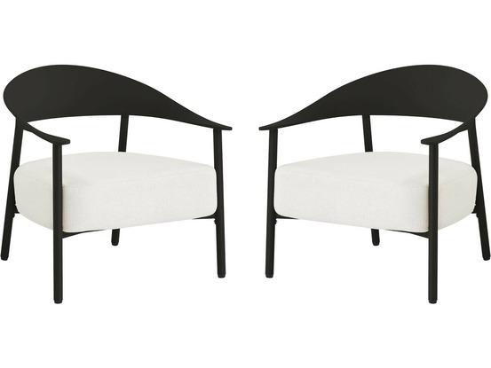 Lot de 2 fauteuils de jardin en plastique et en métal