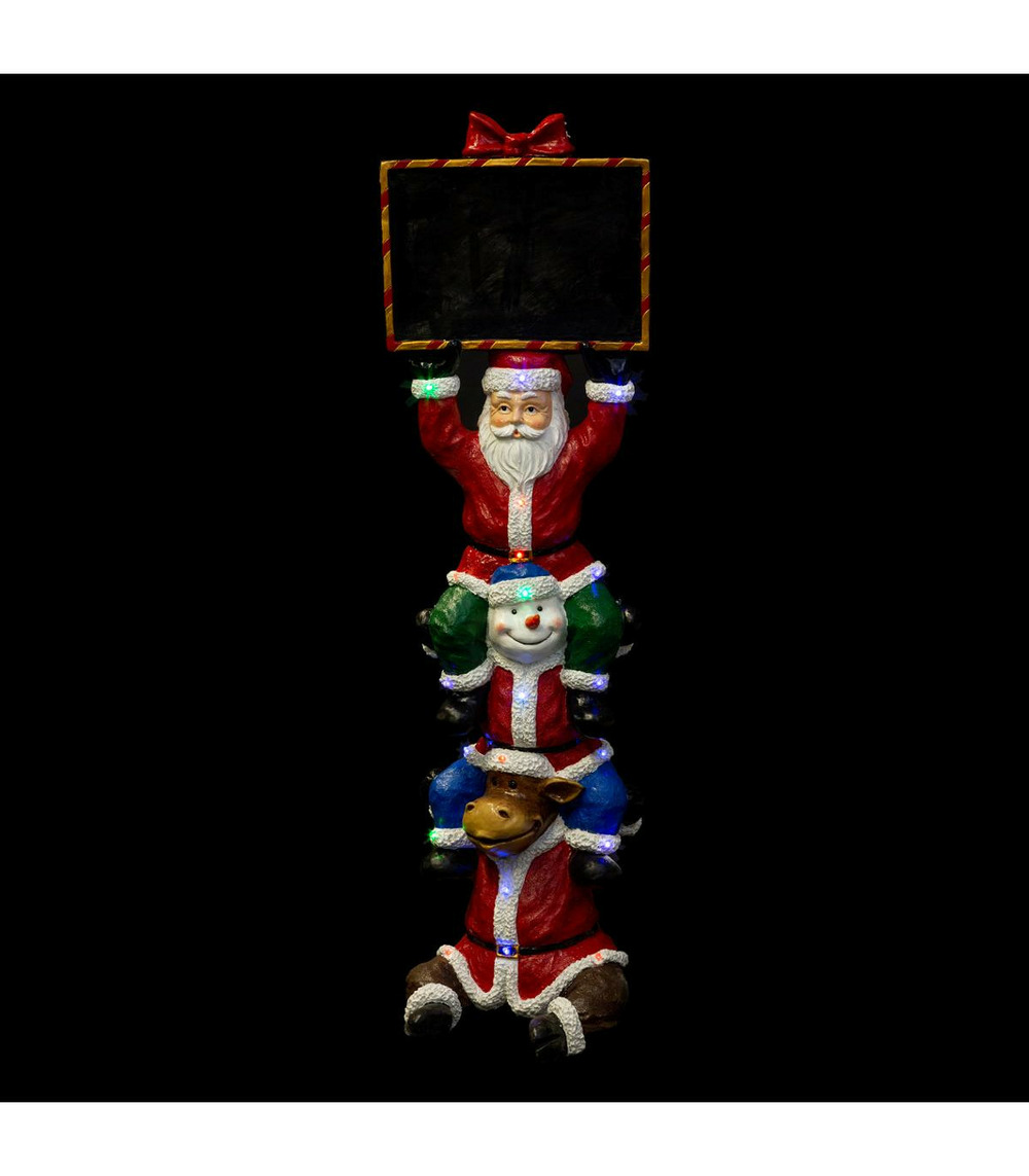 Grande décoration lumineuse père noël et ses amis en résine 20 led h 150 cm