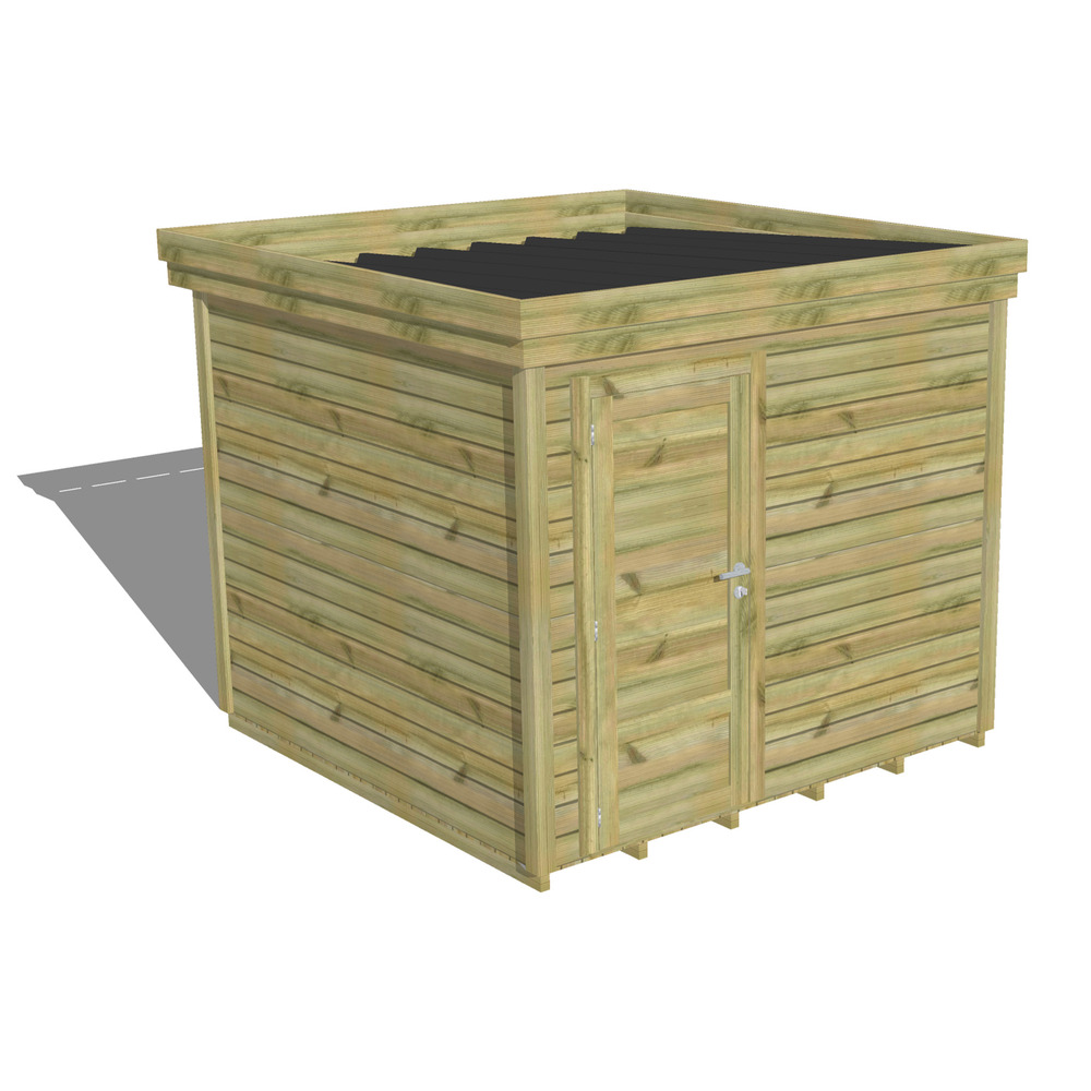 Abri de jardin bois pin traité autoclave 27mm - 2,64x2,64m / 7m2 - bac acier - plancher bois