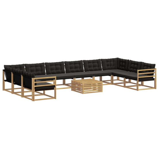 Ensemble de canapés d'extérieur 11 pcs blanc et noir