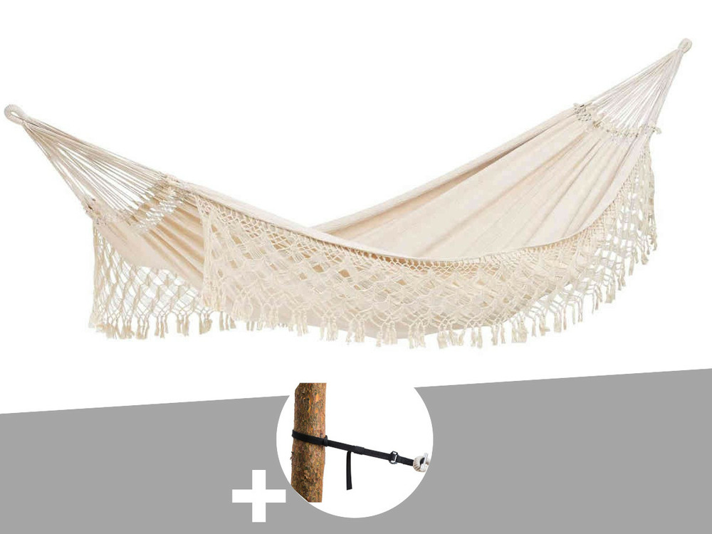 Hamac 2 places rio écru + kit attaches t-strap