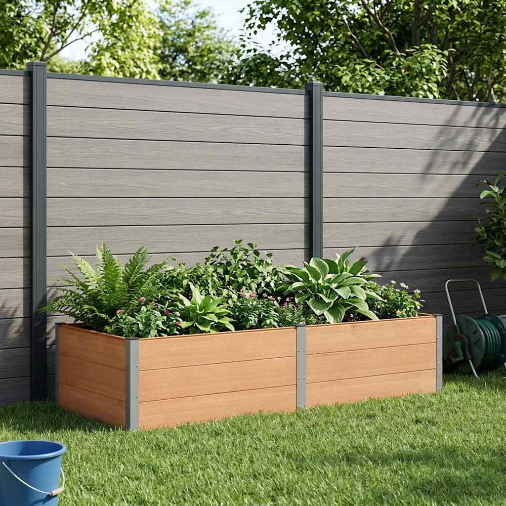 Jardinière surélevée géante wpc aluminium aménagement potager 250cm marron