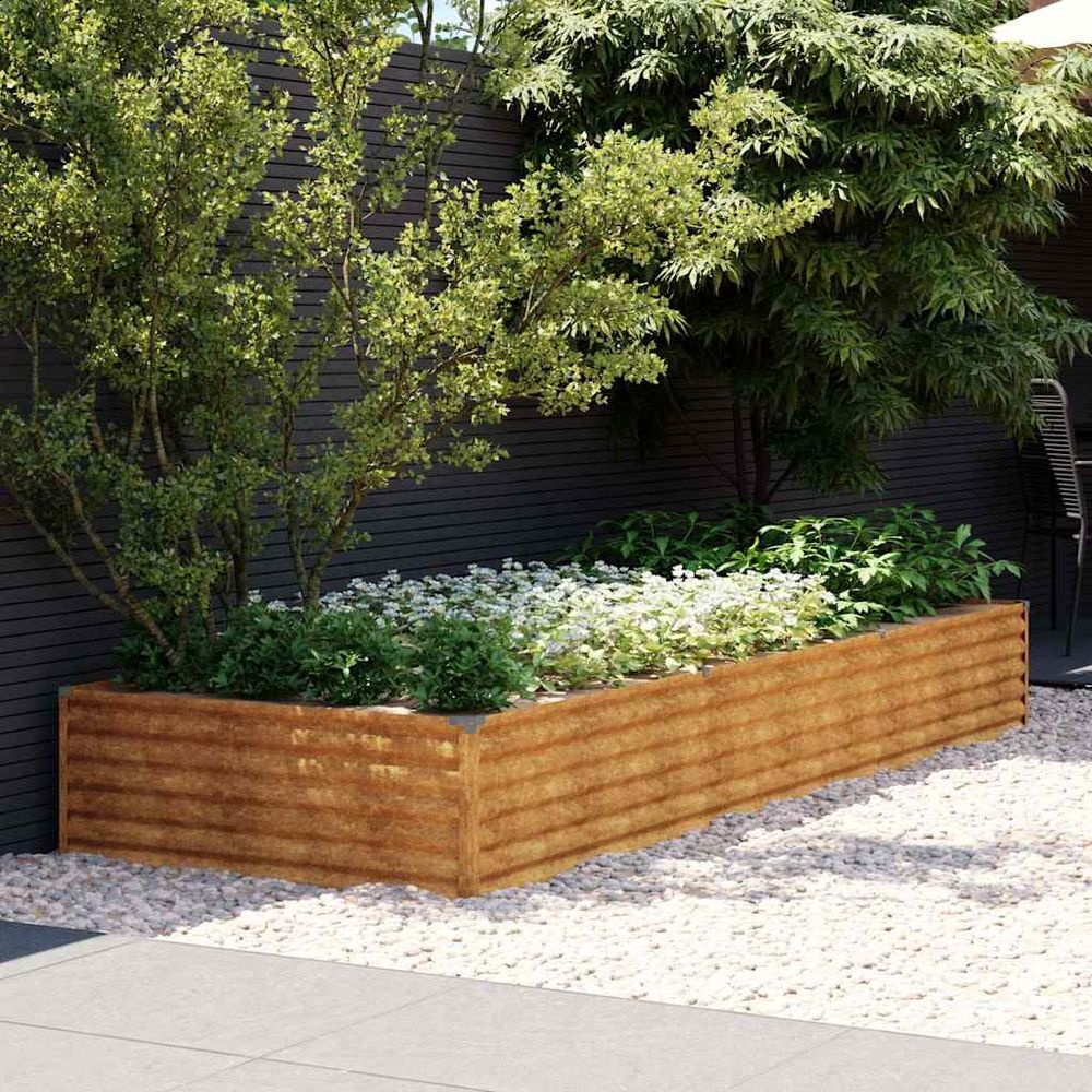 Carré potager rectangulaire acier corten jardin rouillé 291x100x36 cm