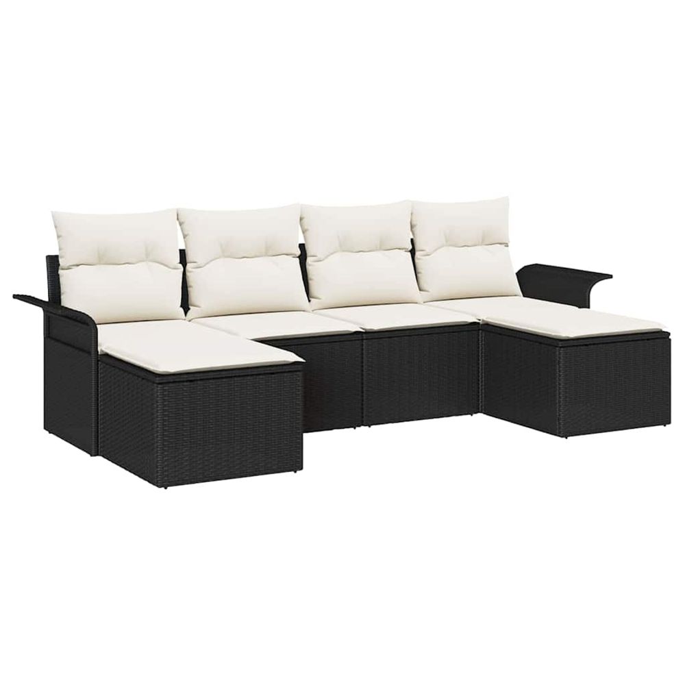 Ensemble de canapé de jardin 6 pc noir polyrotin
