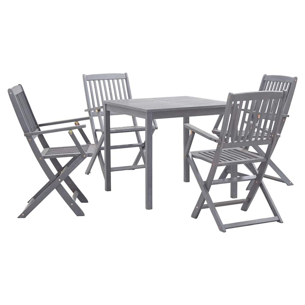 Ensemble à manger de jardin 5 pcs bois d'acacia massif gris