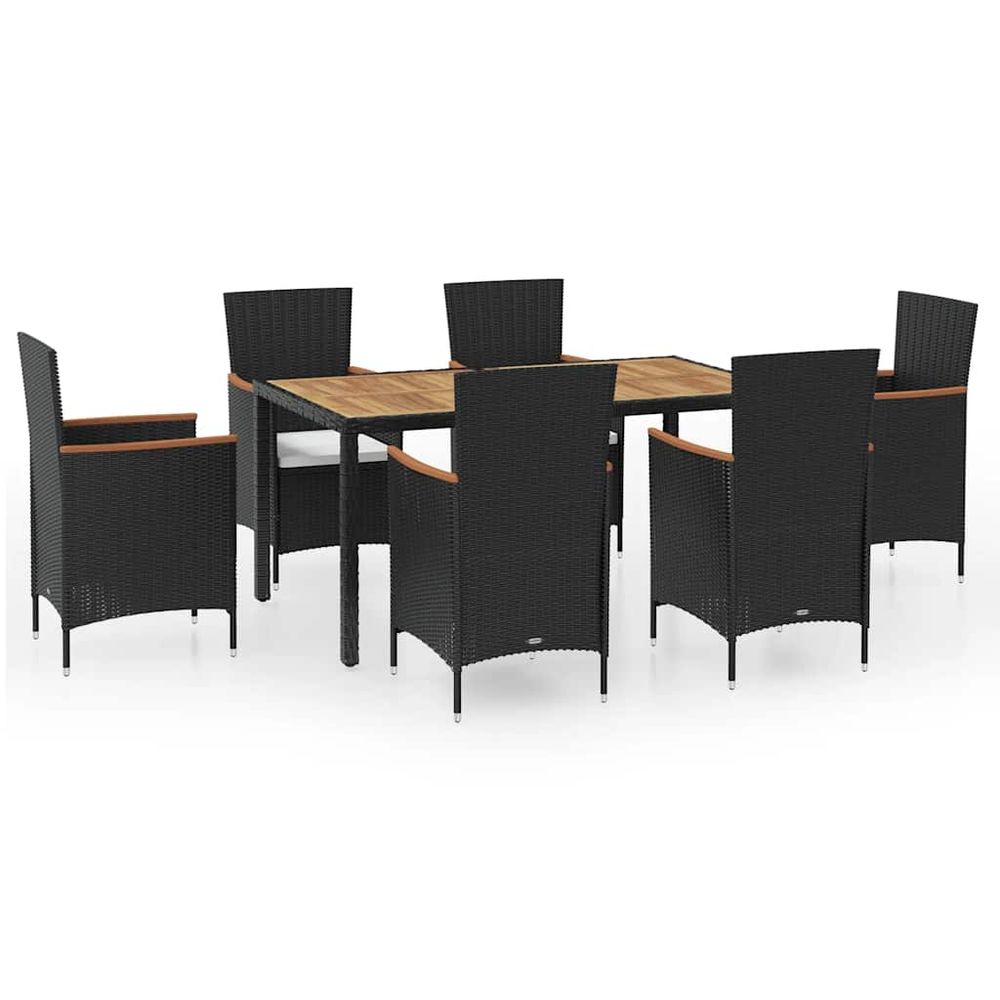 Ensemble à manger d'extérieur 7pcs avec coussins résine tressée
