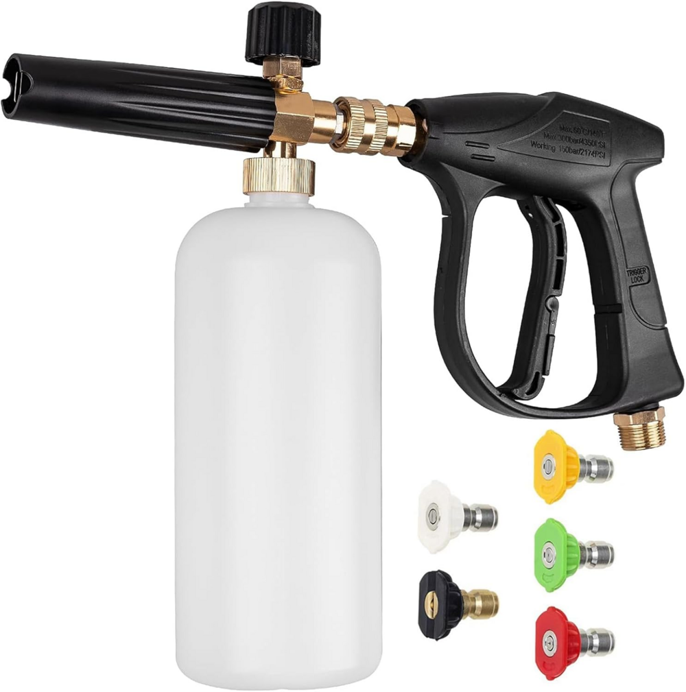 Pistolet à eau haute pression pour jardin, distributeur de savon réglable 1/4 rapide
