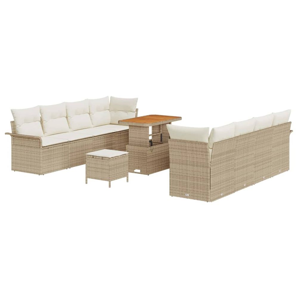 Ensemble de canapé de jardin 11 pc beige polyrotin