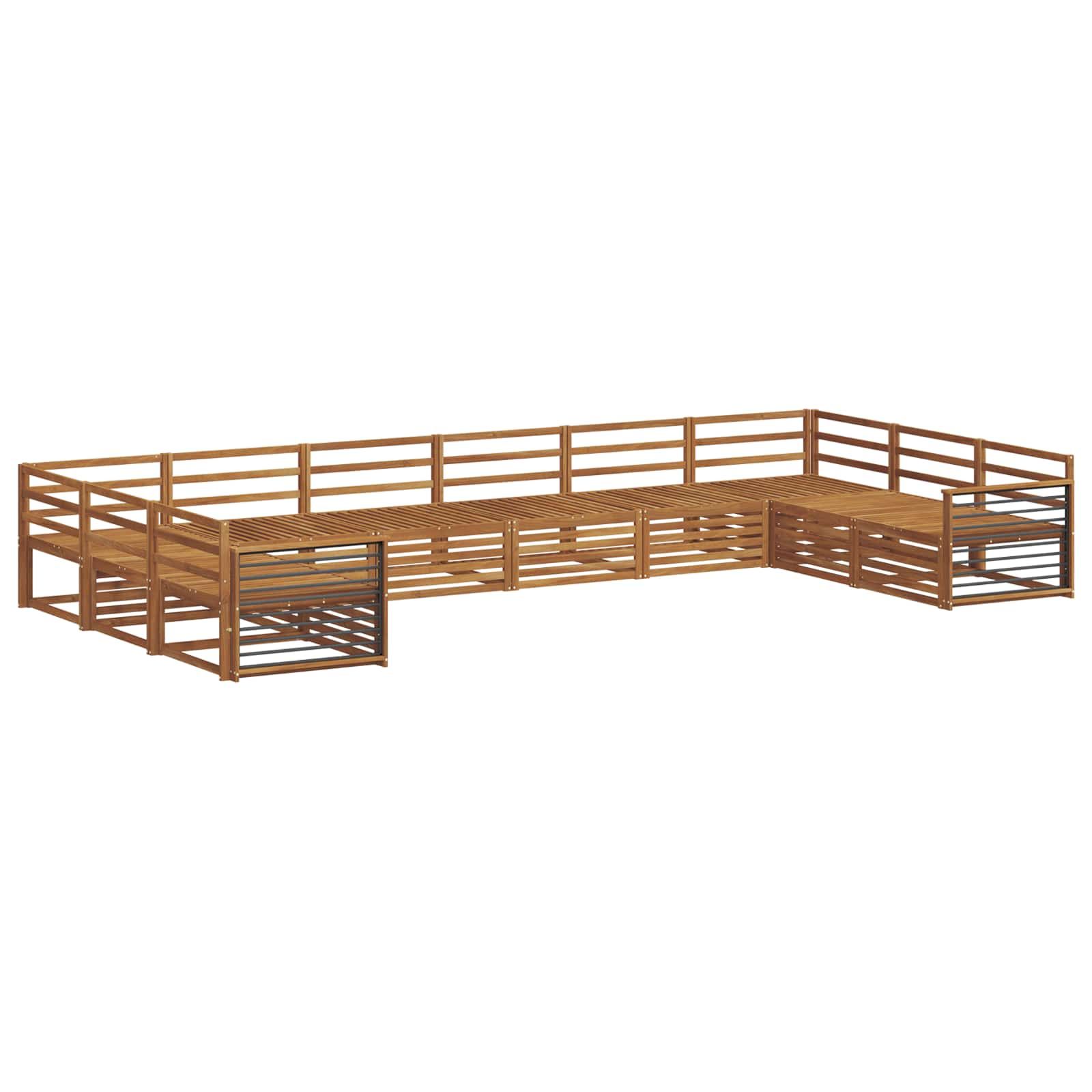 Ensembles de canapés 10 pcs naturel bois d'acacia massif