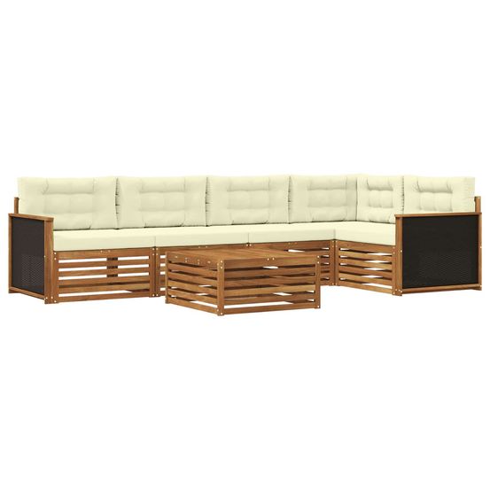 Ensemble de canapés d'extérieur 6 pc naturel et crème polyester