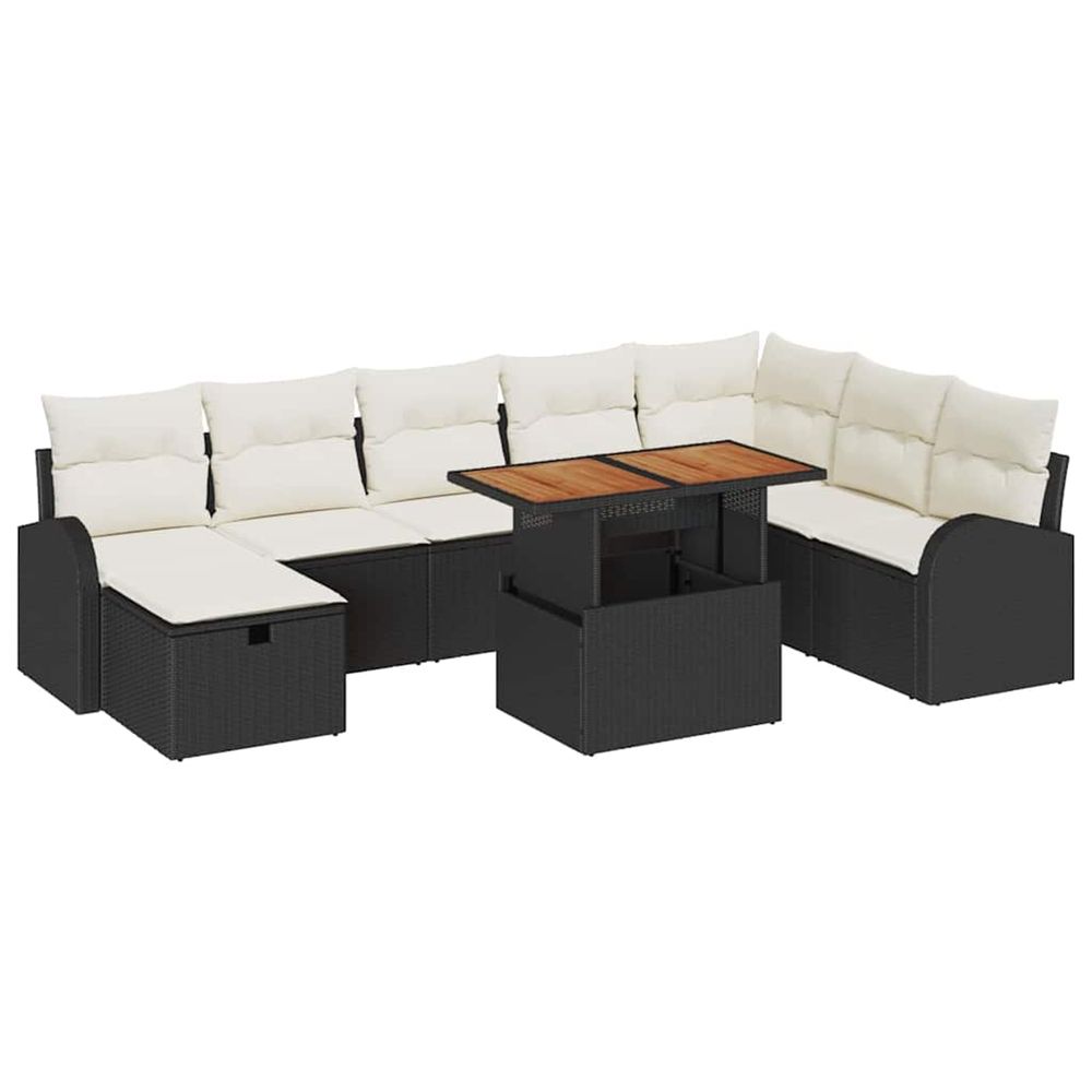 Ensemble de canapé de jardin 9 pc noir polyrotin