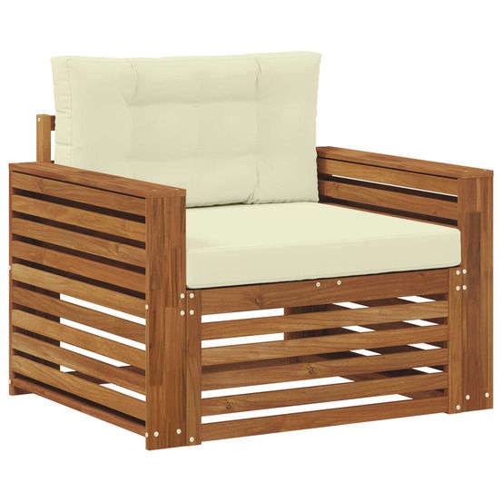 Canapé d’extérieur bois d'acacia massif et polyester