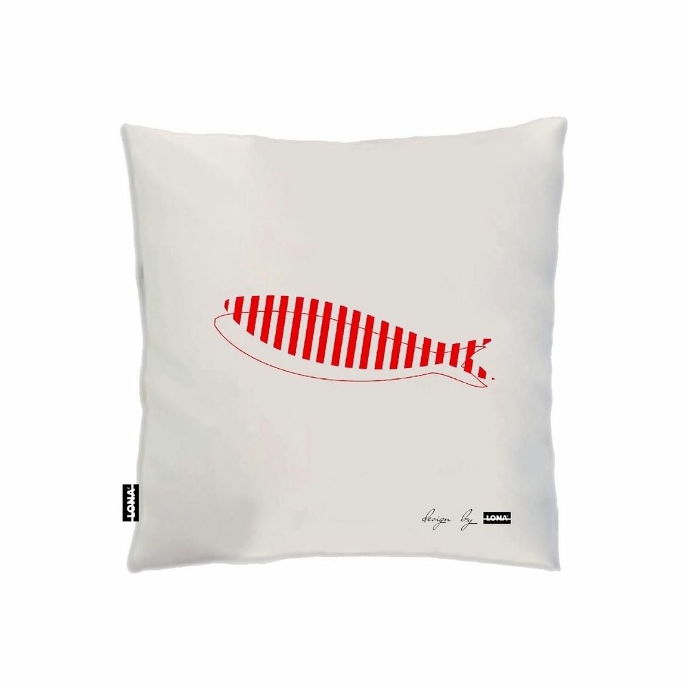 Coussin 100% coton 50 cm poisson poisson rouge