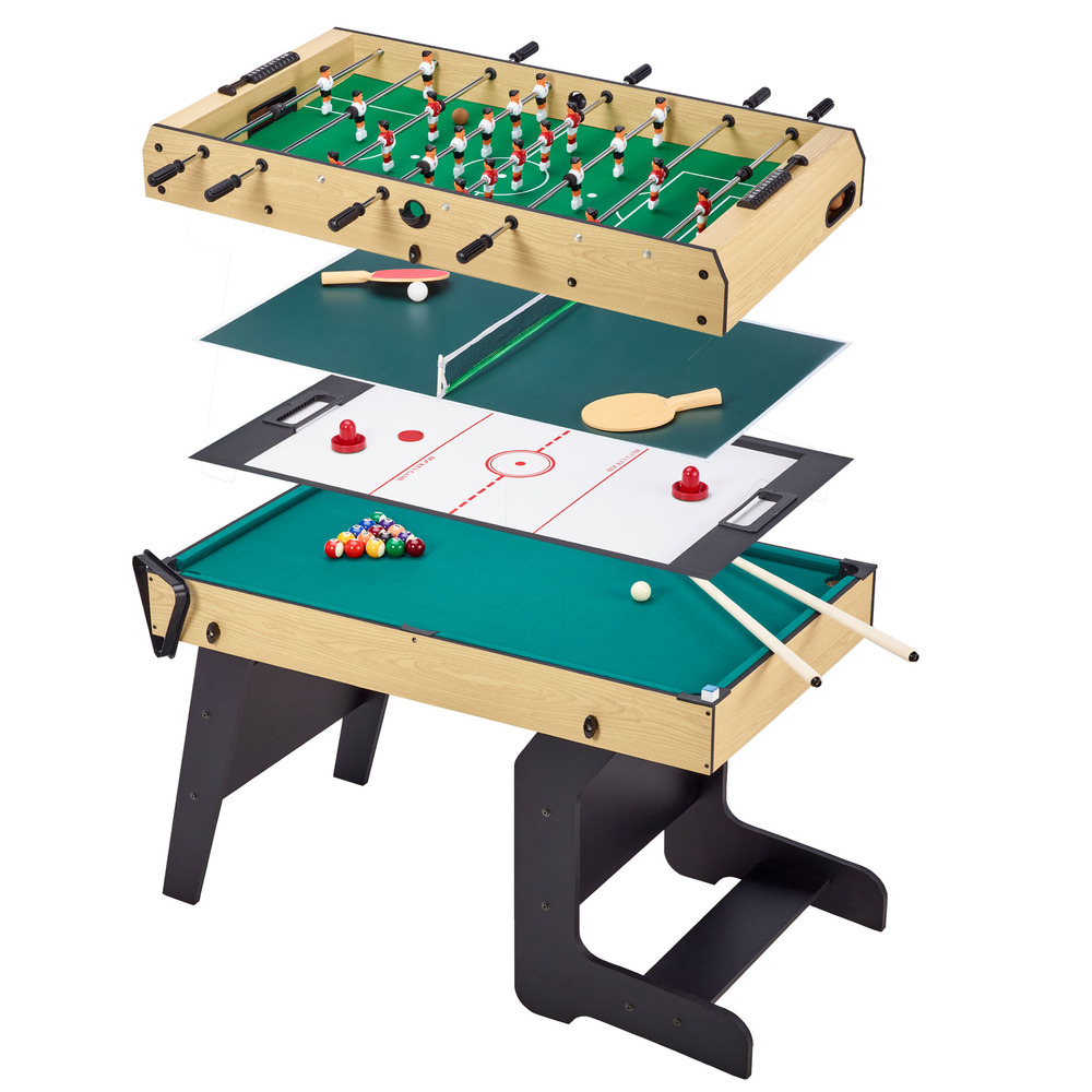 Table multi jeux pliable 4 en 1 ados - baby-foot - billard - ping pong - hockey