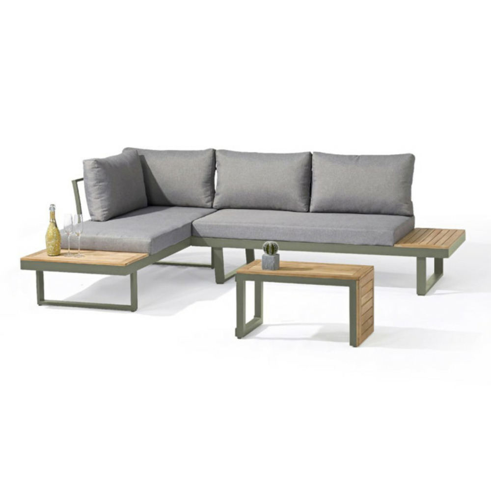 Salon de jardin modulable 4 places tokyo 175cm kaki
