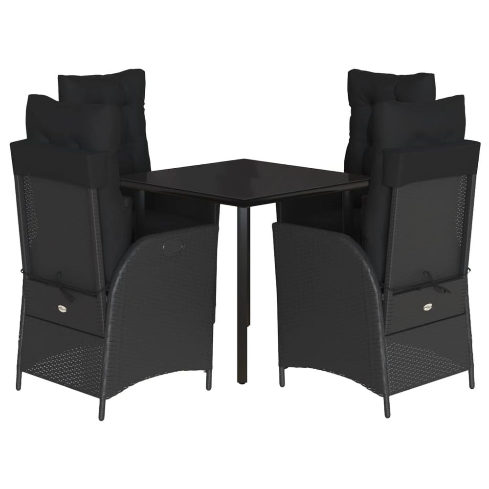 Ensemble à manger de jardin coussins 5pcs noir résine tressée