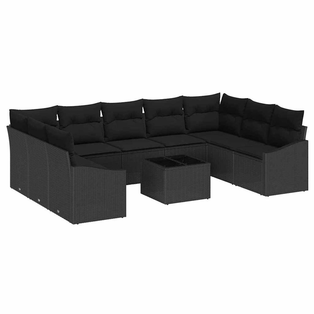Ensemble de canapé de jardin 9 pc noir polyrotin
