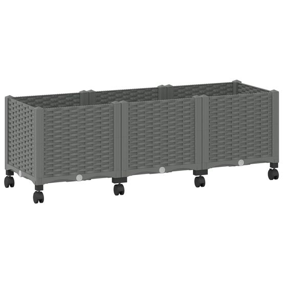 Jardinière d'extérieur avec roues gris clair 120 x 40 x 44 cm pp