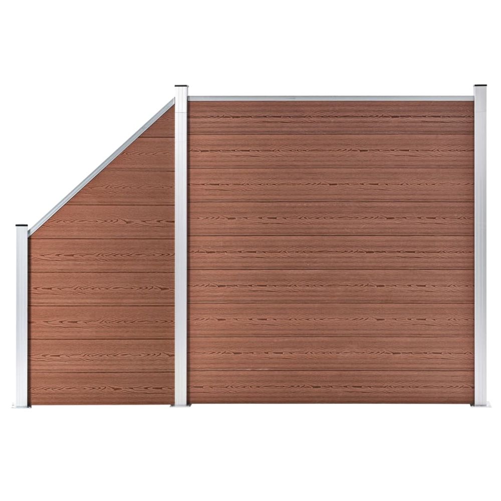 Ensemble de clôture wpc 1 carré + 1 incliné 273x186 cm marron