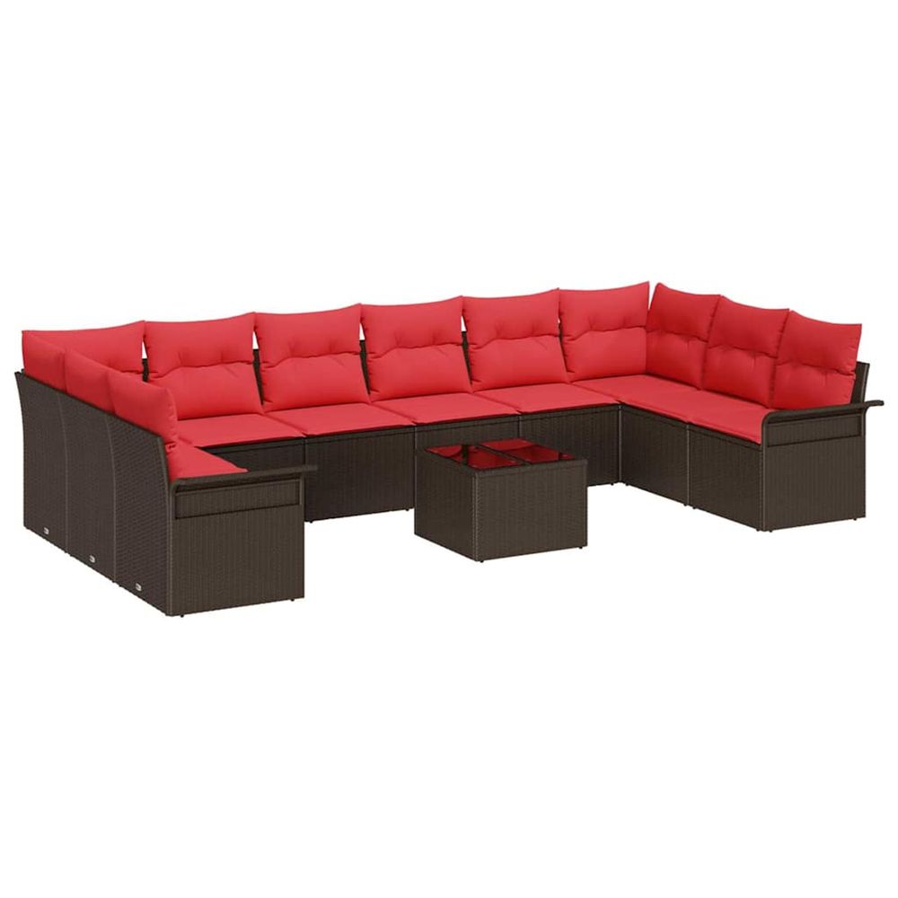 Ensemble de canapé de jardin 11 pc marron polyrotin