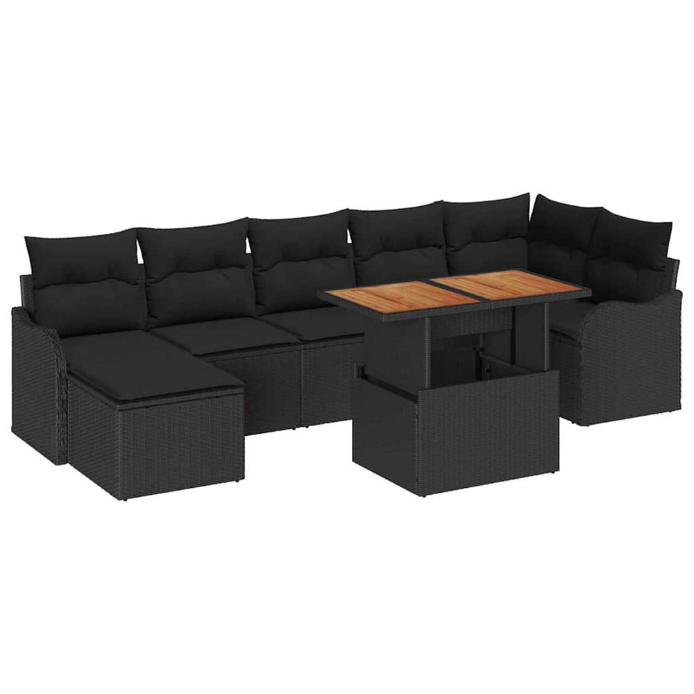 Ensemble de canapé de jardin avec coussin 8 pcs noir