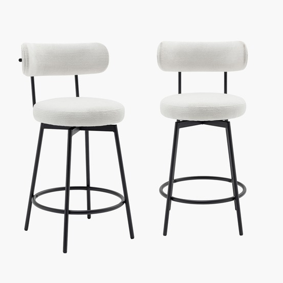 Lot de deux tabourets de bar assise rotative métal noir et tissu - l 50 x p 50 x h 92cm - iris