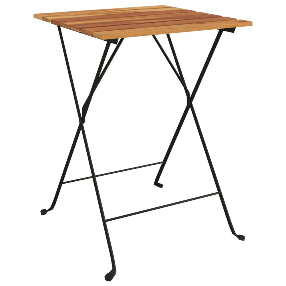 Table de bistro pliante 55x54x71cm bois de teck solide et acier