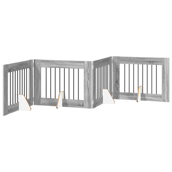 Porte de chien pliable avec supports 4 pcs sonoma gris 321 cm