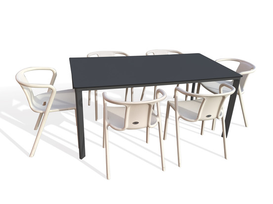 Ensemble repas meet 6 places en aluminium et peinture epoxy anthracite