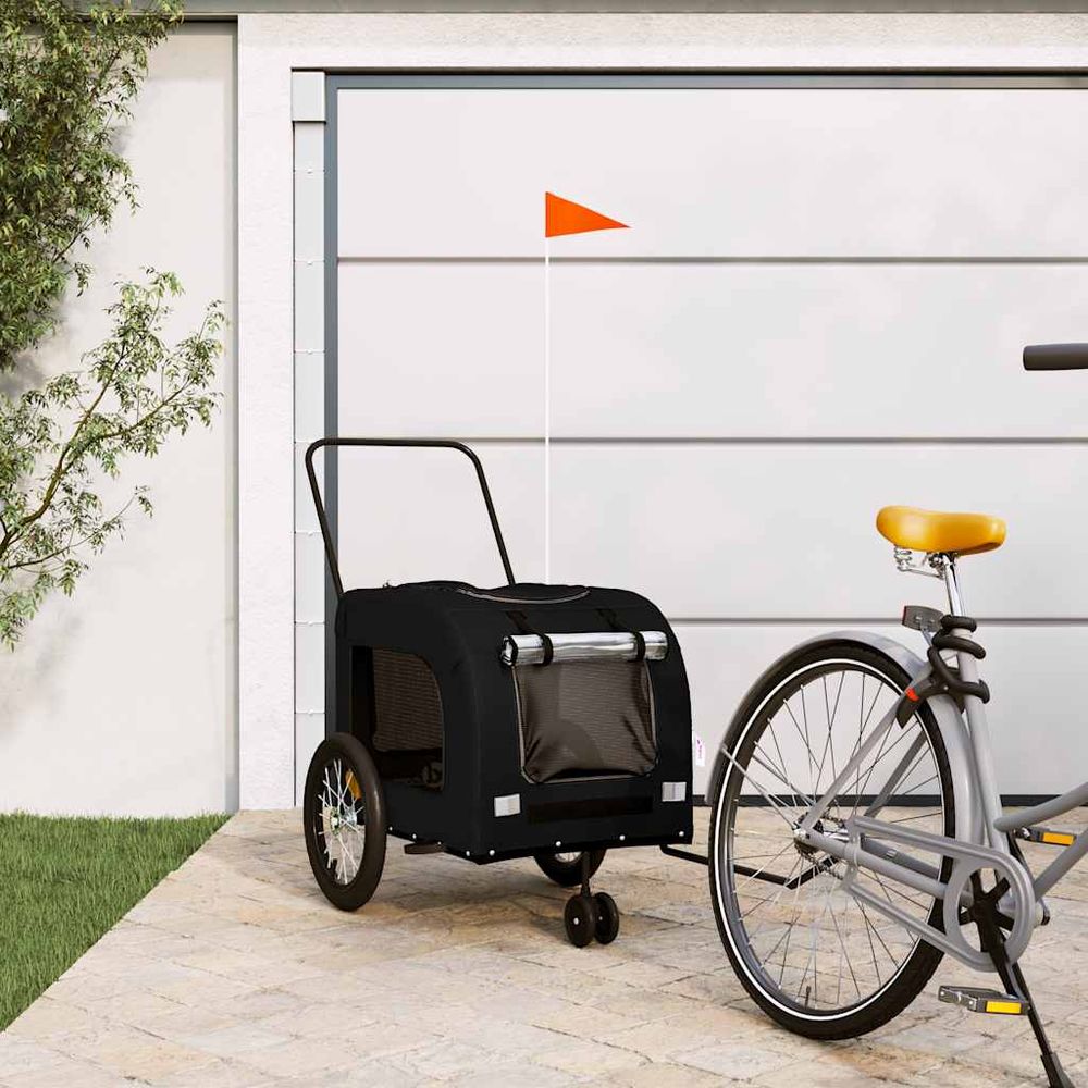 Remorque vélo pour chien pliable et sécurisée avec cadre acier noir
